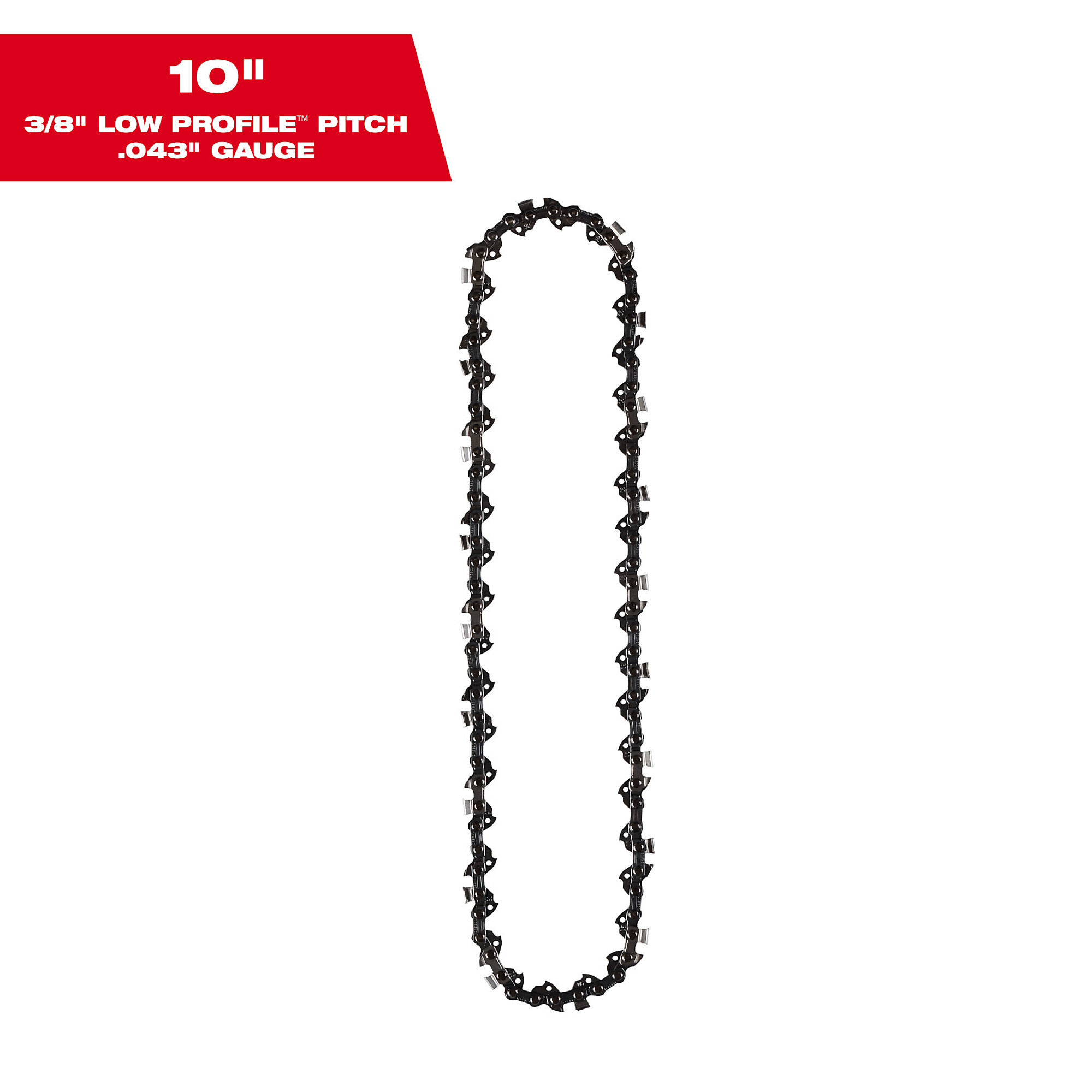 Milwaukee Saw Chain, Fits 10in. Bar, 3/8in. Chain Pitch, 0.043in. Chain Gauge, 40 Drive Links, Model# 49-16-2723